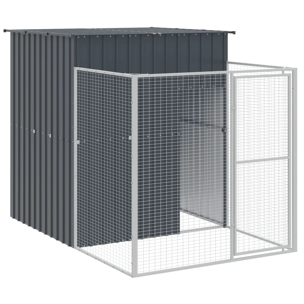 vidaXL Dog House Outdoor Dog Kennel Crate Shelter with Run Galvanized Steel